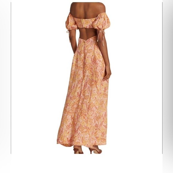 NWT Agua by Agua Bendita  Cielo Vuelo Atardecer Puff Sleeve Cut Out Dress Sz M - Picture 2 of 8